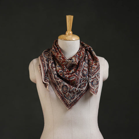 Pedana kalamkari hand block print natural dyed cotton scarf