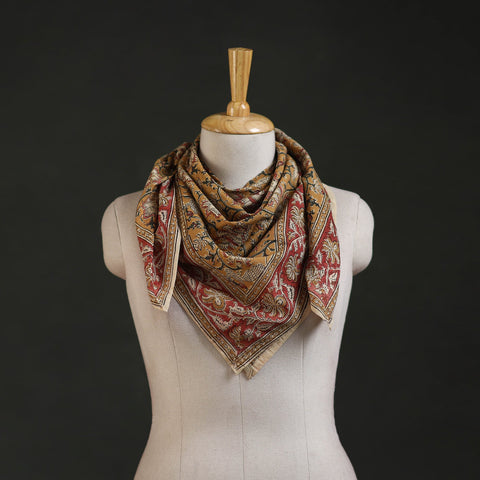Pedana kalamkari hand block print natural dyed cotton scarf