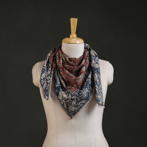 Pedana kalamkari hand block print natural dyed cotton scarf