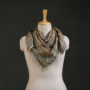 Pedana kalamkari hand block print natural dyed cotton scarf