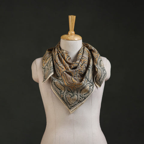 Pedana kalamkari hand block print natural dyed cotton scarf