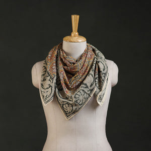 Pedana kalamkari hand block print natural dyed cotton scarf