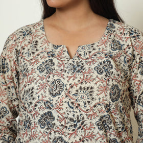 Buy Pedana Kalamkari Hand Block Printed Cotton A-Line Kurta 07 Online at iTokri.com