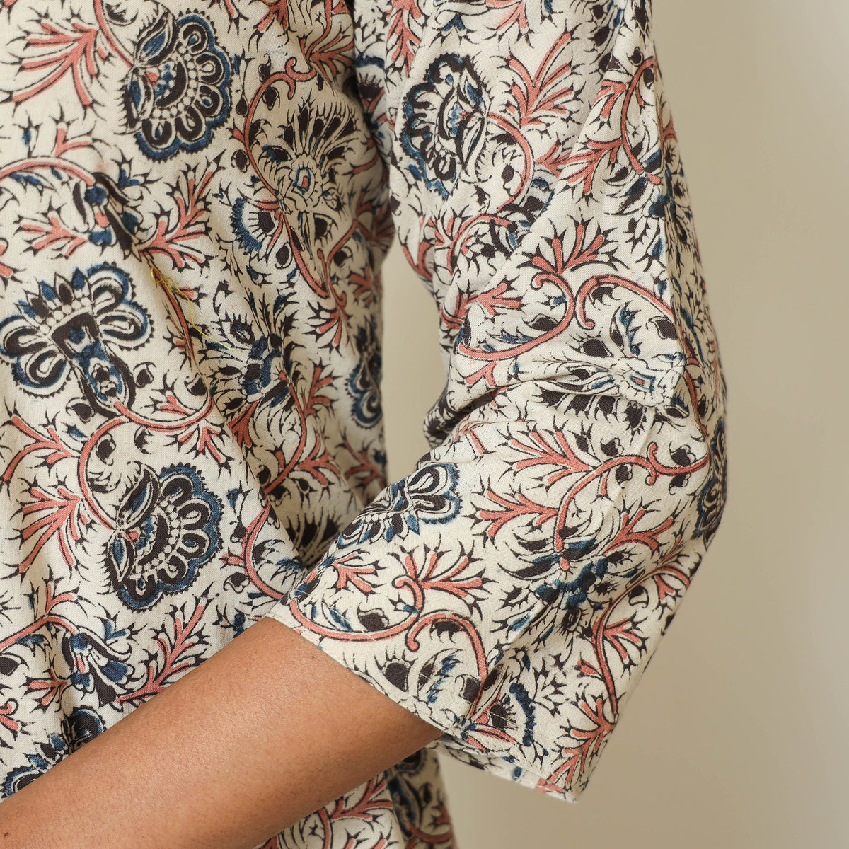 Buy Pedana Kalamkari Hand Block Printed Cotton A-Line Kurta 07 Online at iTokri.com