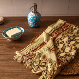 Pedana kalamkari printed handloom cotton towel - handcrafted