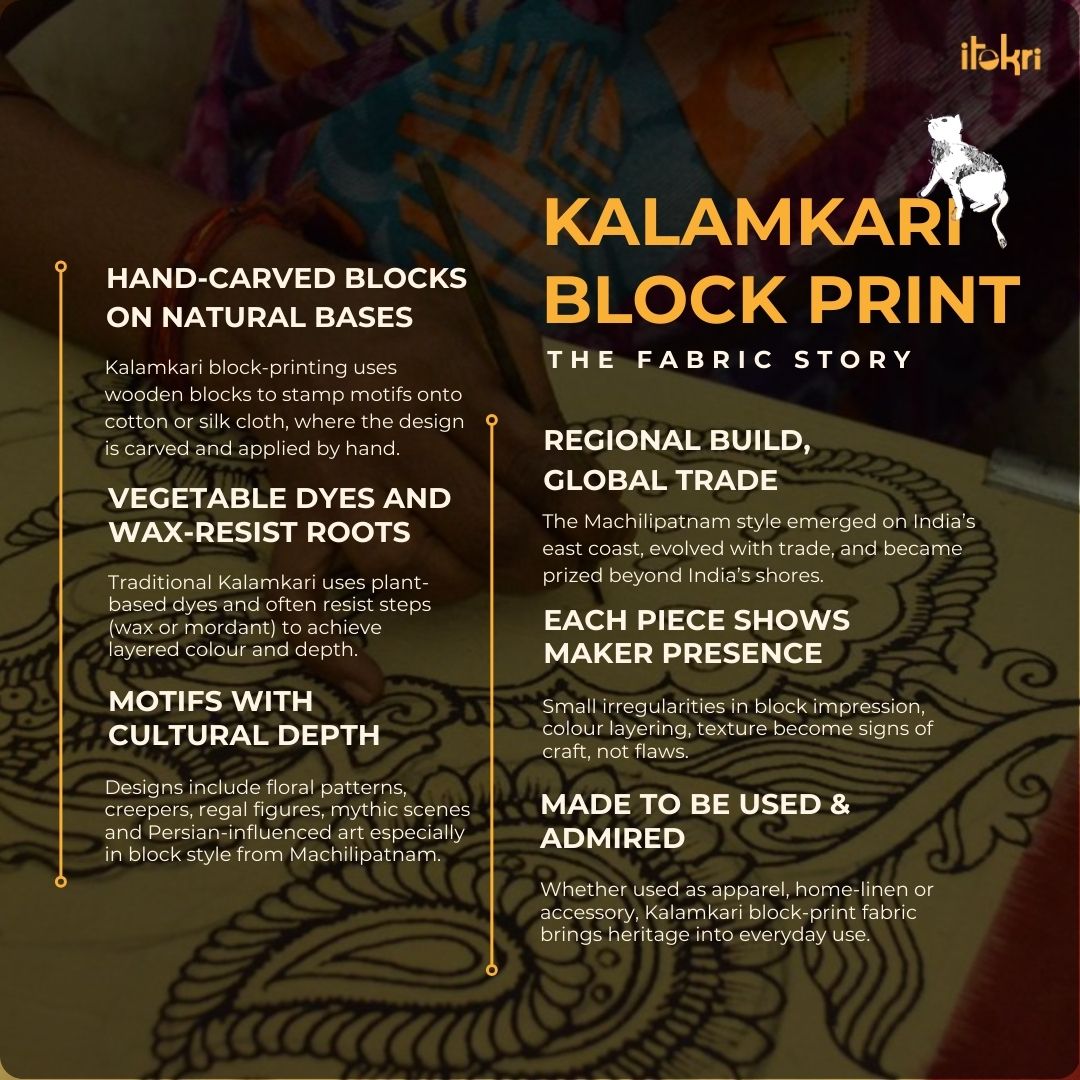 Pedana natural dyed cotton kalamkari fabric 09 - handcrafted