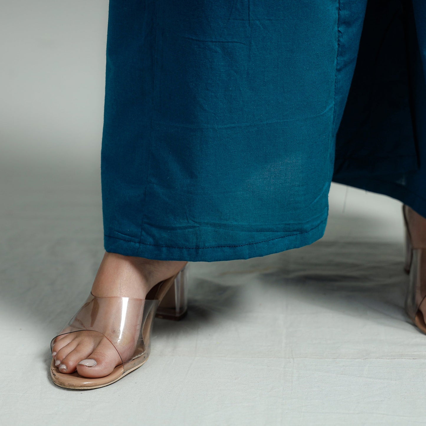 Persian blue - plain dyed cotton flared palazzo