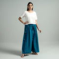 Persian blue - plain dyed cotton flared palazzo