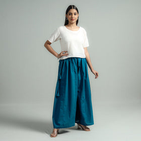 Persian blue - plain dyed cotton flared palazzo