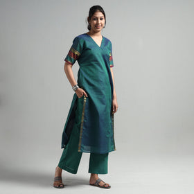 Persian green - dharwad cotton kurta with palazzo & dupatta