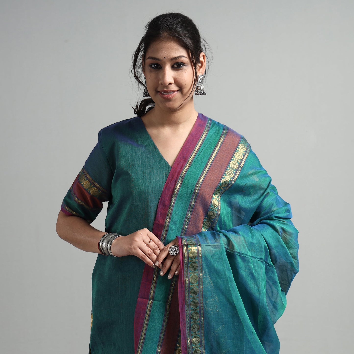 Persian green - dharwad cotton kurta with palazzo & dupatta
