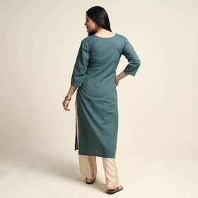  Plain Dyed Hand Embroidery Cotton Long Kurta 
