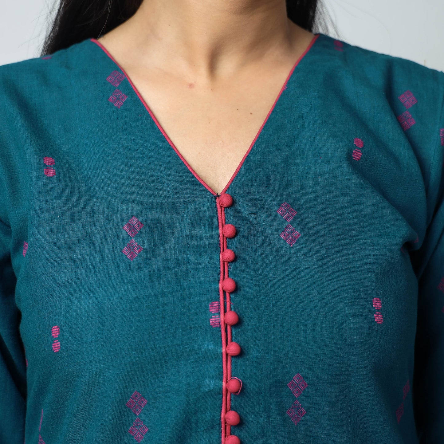 Buy Jacquard Cotton Long Kurta for Women