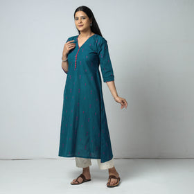 Buy Jacquard Cotton Long Kurta for Women