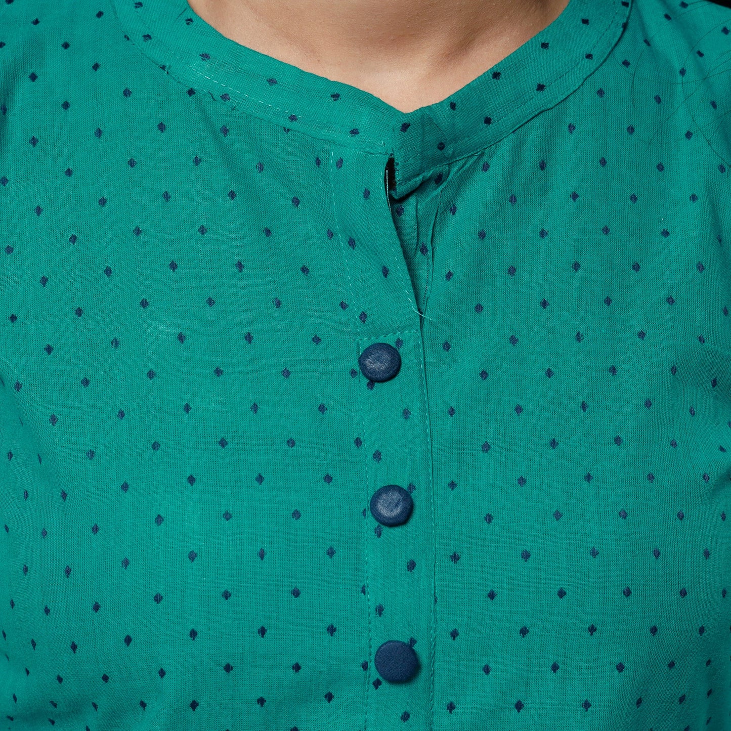 Persian green - jacquard cotton long straight kurta