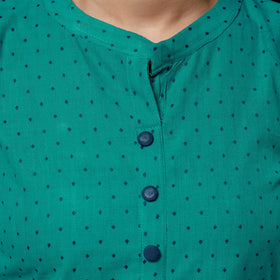 Persian green - jacquard cotton long straight kurta