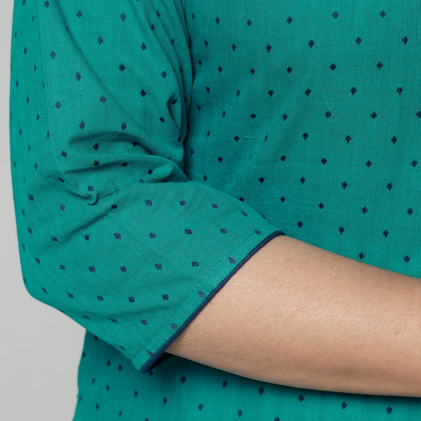 Persian green - jacquard cotton long straight kurta