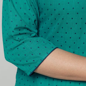Persian green - jacquard cotton long straight kurta