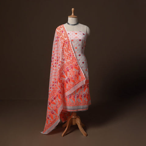 Phulia jamdani silk cotton 2pc unstitched dress material