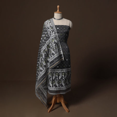 Phulia jamdani silk cotton 2pc unstitched dress material