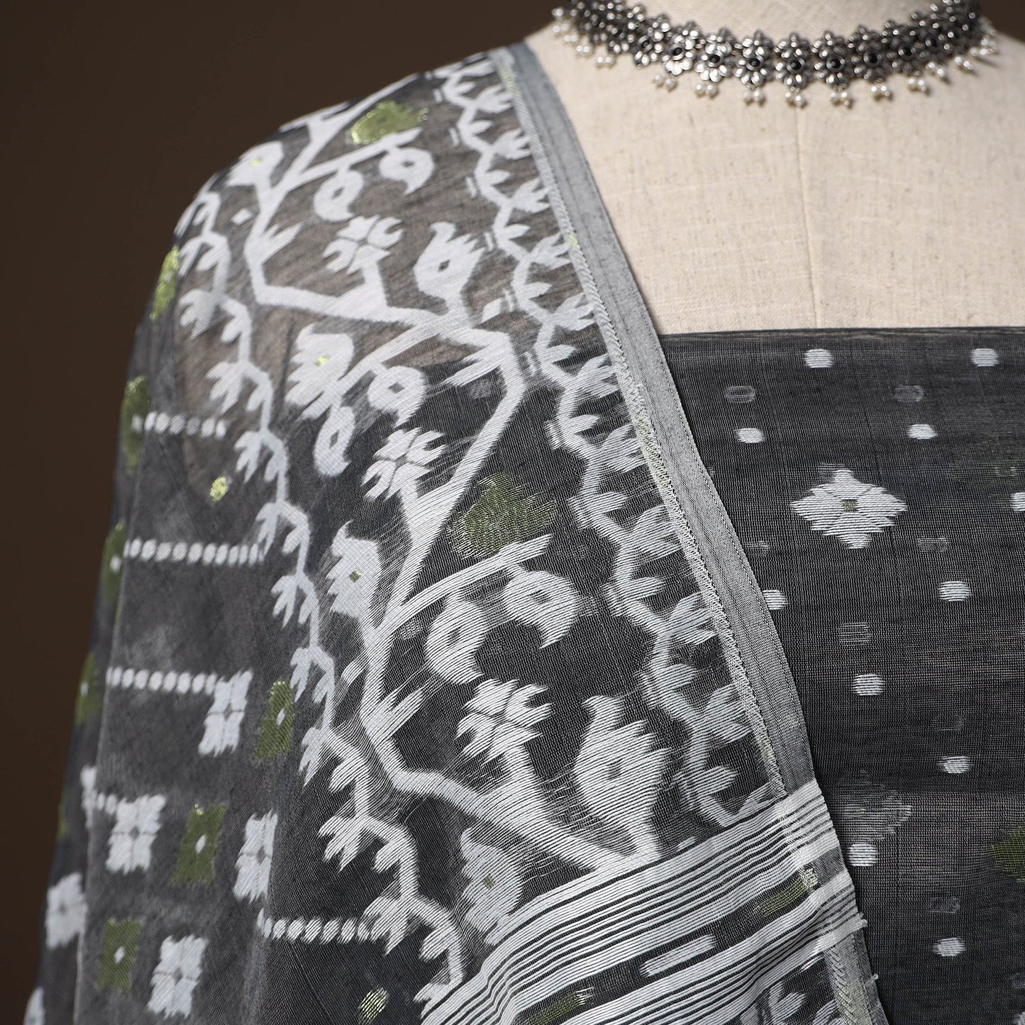 Phulia jamdani silk cotton 2pc unstitched dress material