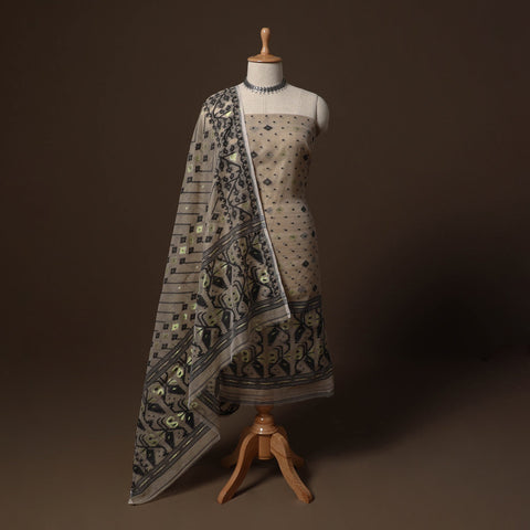 Phulia jamdani silk cotton 2pc unstitched dress material