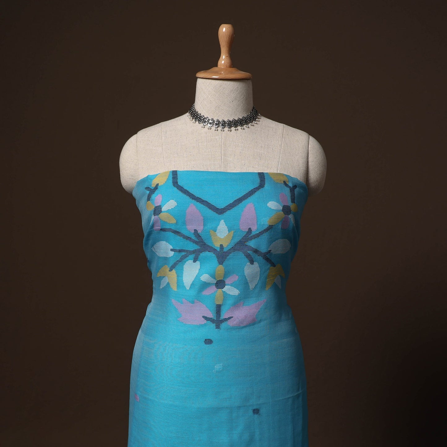 Phulia jamdani weave handloom silk cotton unstitched kurta