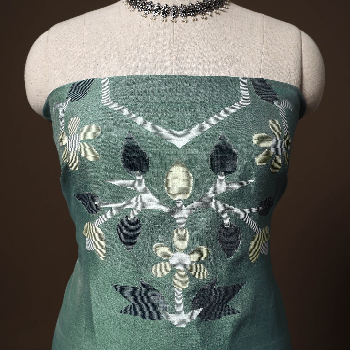 Phulia jamdani weave handloom silk cotton unstitched kurta