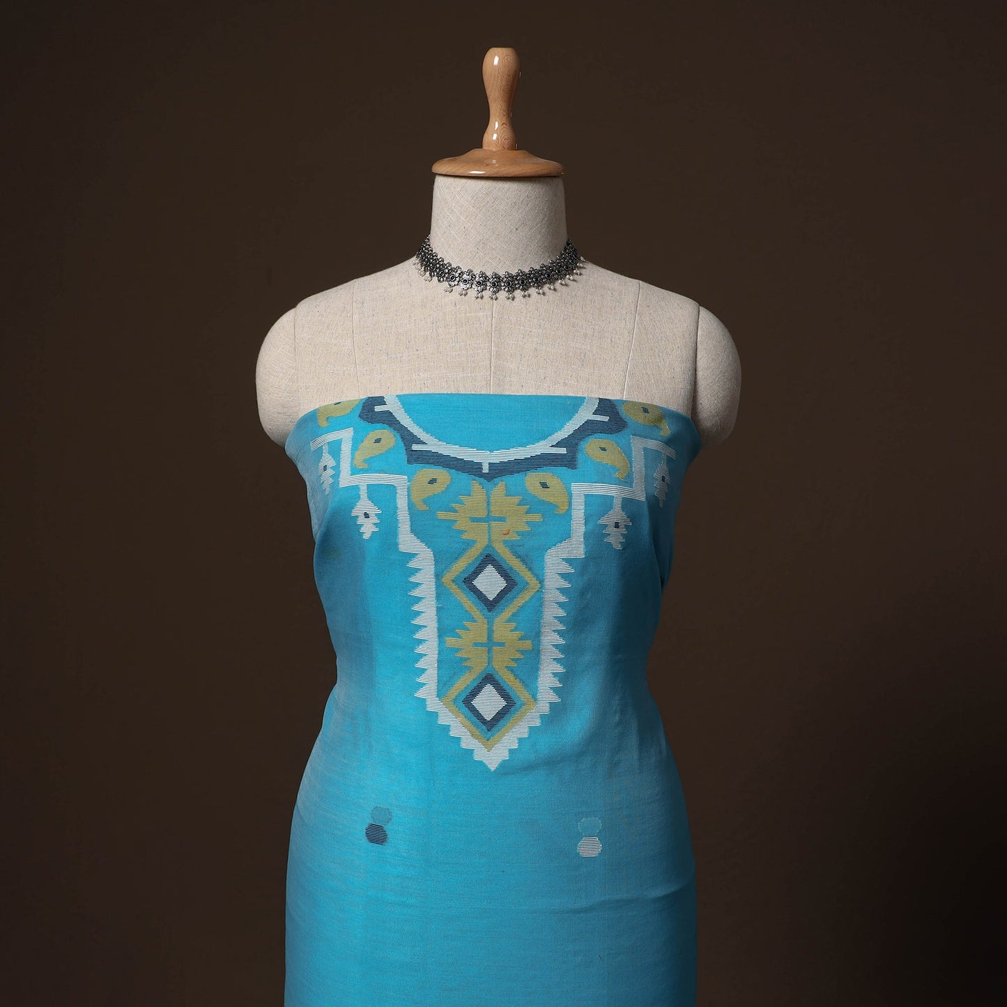 Phulia jamdani weave handloom silk cotton unstitched kurta