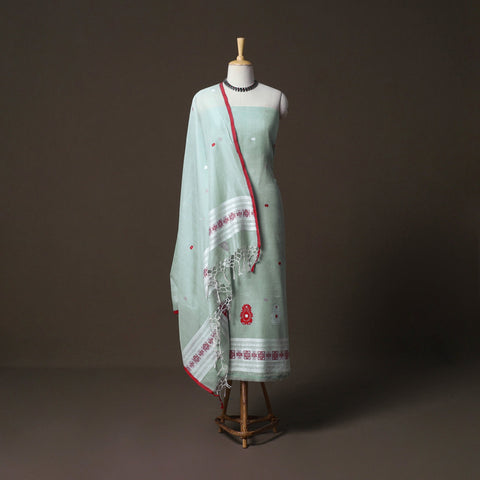 Phulia jamdani zari buti cotton 2pc unstitched dress