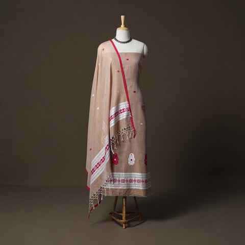 Phulia jamdani zari buti cotton 2pc unstitched dress