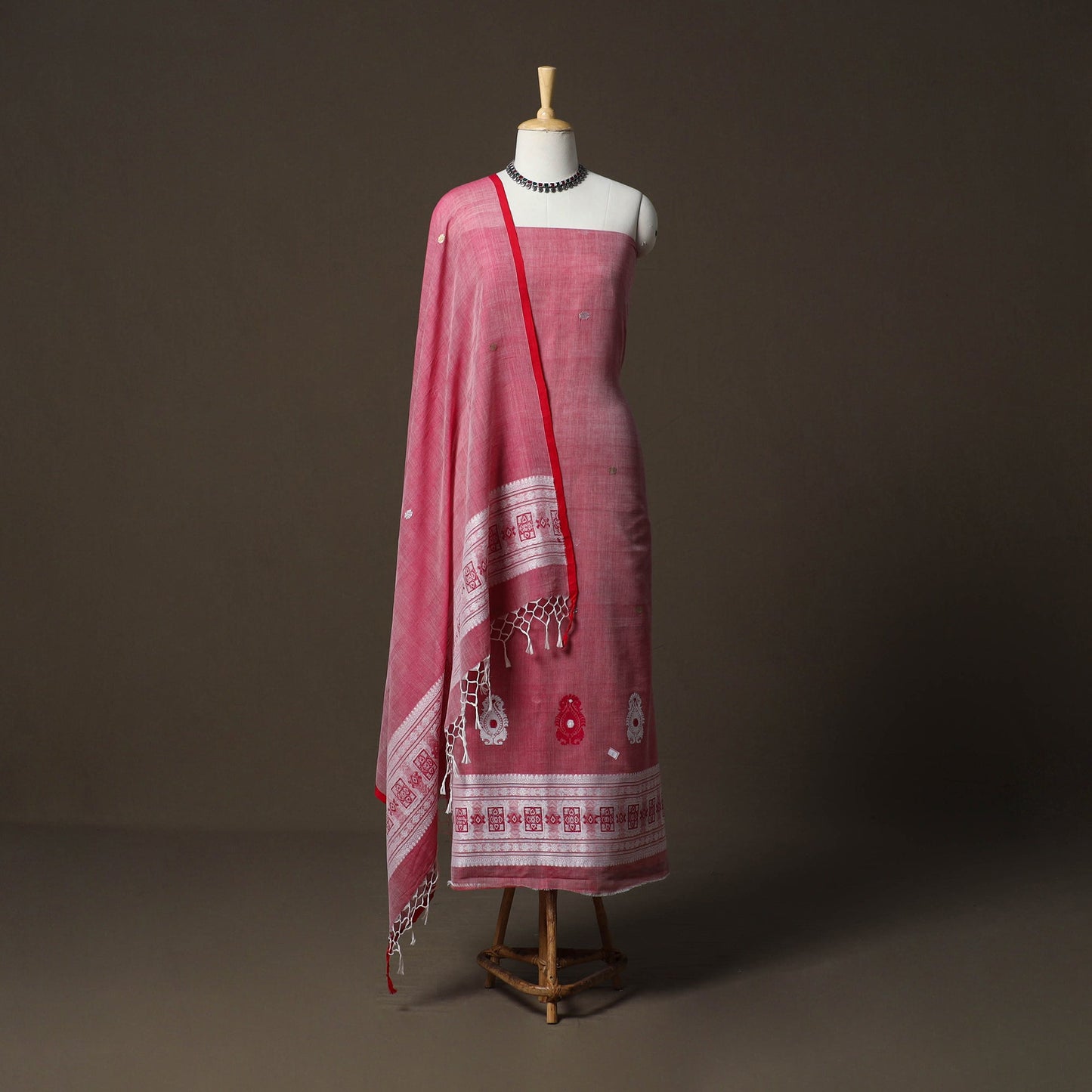 Phulia jamdani zari buti cotton 2pc unstitched dress