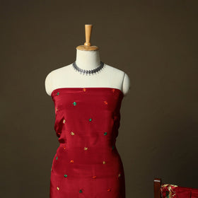 Phulkari hand embroidered crepe silk 3pc unstitched dress
