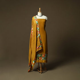 Phulkari hand embroidered crepe silk 3pc unstitched dress