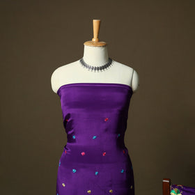 Phulkari hand embroidered crepe silk 3pc unstitched dress