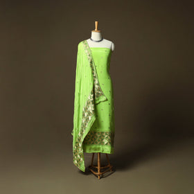 Phulkari hand embroidered crepe silk 3pc unstitched dress