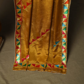 Phulkari hand embroidered crepe silk 3pc unstitched dress