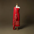 Phulkari hand embroidered crepe silk 3pc unstitched dress