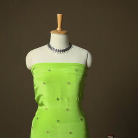 Phulkari hand embroidered crepe silk 3pc unstitched dress
