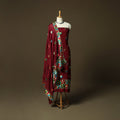 Phulkari hand embroidered crepe silk 3pc unstitched dress