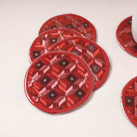  Phulkari Hand Embroidery Laminated Coasters 