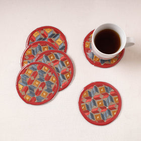  Phulkari Hand Embroidery Laminated Coasters 