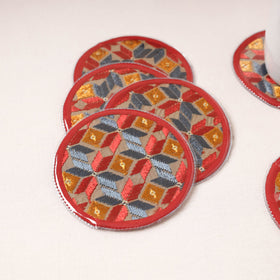  Phulkari Hand Embroidery Laminated Coasters 
