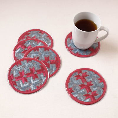  Phulkari Hand Embroidery Laminated Coasters 