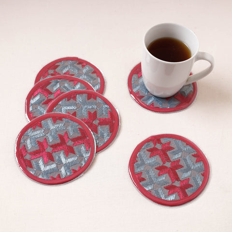  Phulkari Hand Embroidery Laminated Coasters 