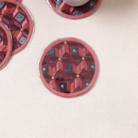  Phulkari Hand Embroidery Laminated Coasters 