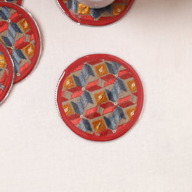  Phulkari Hand Embroidery Laminated Coasters 
