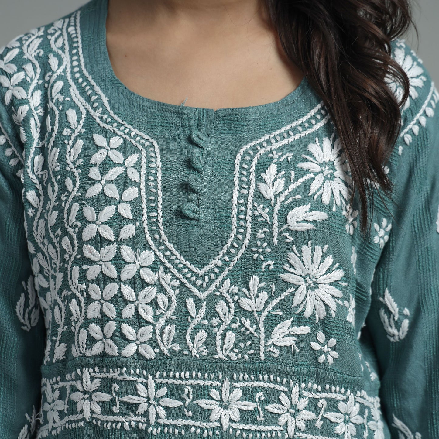 Buy Chikankari Hand Embroidered Cotton Long Kurta for Women