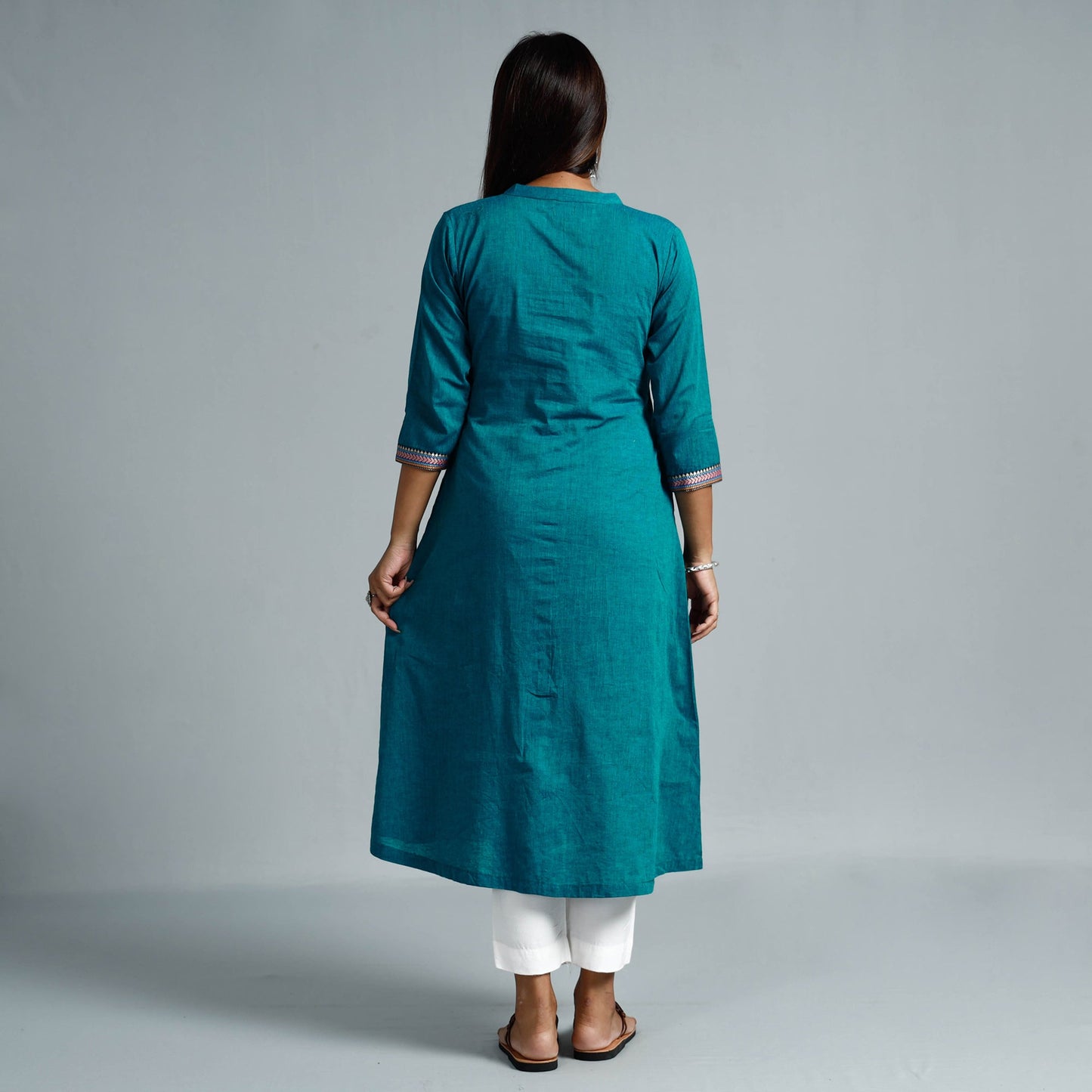 Buy Pine Green Dharwad Cotton Long Kurta for Women