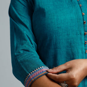 Buy Pine Green Dharwad Cotton Long Kurta for Women